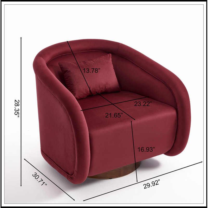 Fauteuil d'appoint pivotant avec assise rembourrée, Wine Red