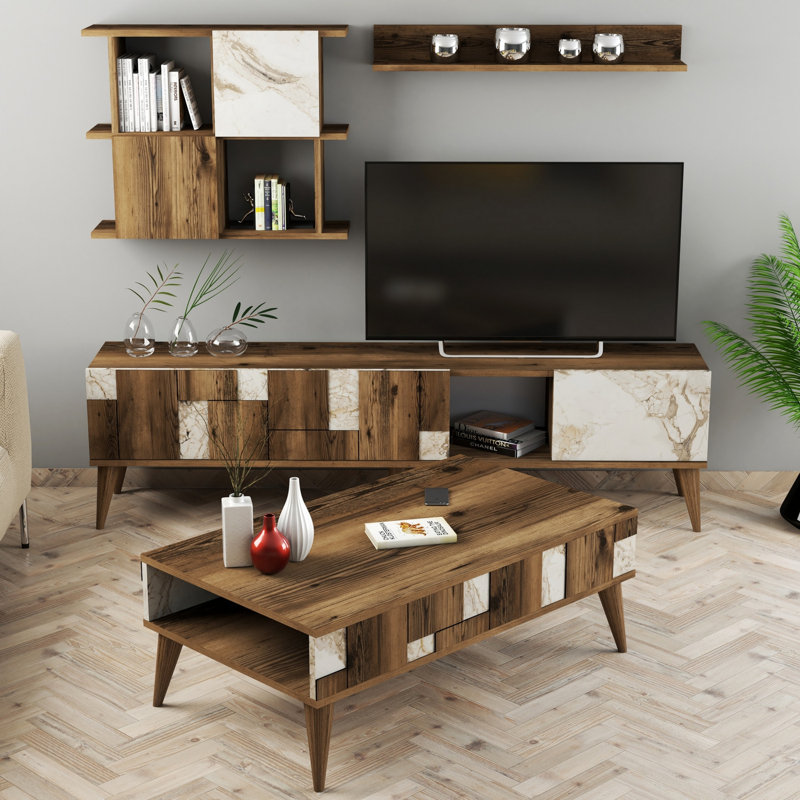 Ravenwood TV Stand for TVs up to 75", Brown/White