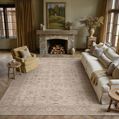 Tapis lavable rétro Adelyn avec envers antidérapant