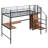 Prestwyck Zephyr Metal Loft Bed With Desk And Grid, Stylish Metal Frame With Lateral Storage Ladder And Wardrobe-1685182473