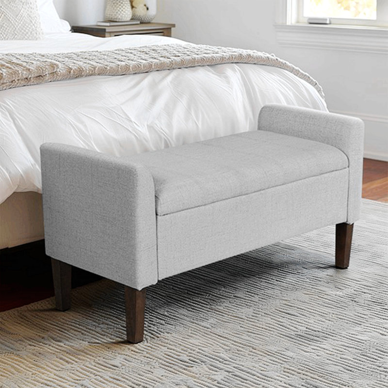 Banc de rangement à couvercle rabattable gris clair 2 voir ci-dessous