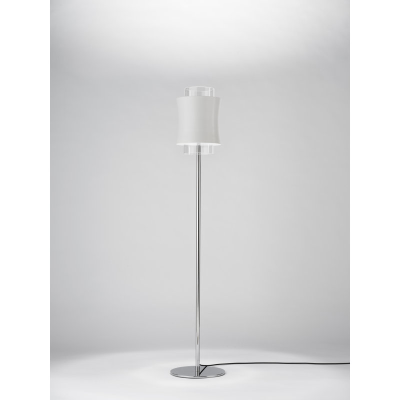 Fez 140cm Chrome Traditional Floor Lamp, Matt White