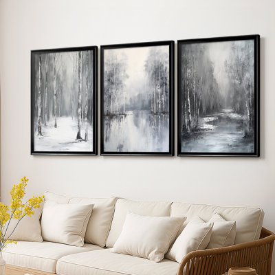 LANDSCAPES Series LXXXIII -Custom Framed Wrapped Gallery Canvas - 3 Pieces