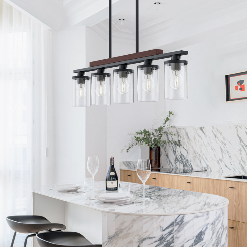 Luminaire suspendu noir / brun foncé pour îlot de cuisine