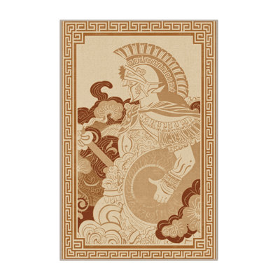 Soft Plush Dunkle Centurion Commander Classic Oriental Area Rug in Beige – Beige Binding