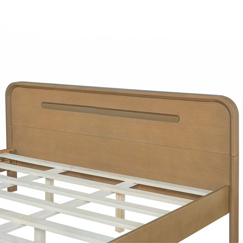Lit plateforme Wood, Jaune, Grand