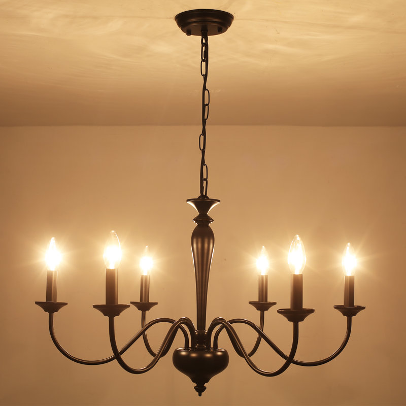 Tinoco 6 - Light Dimmable Classic / Traditional Chandelier, Matte Black