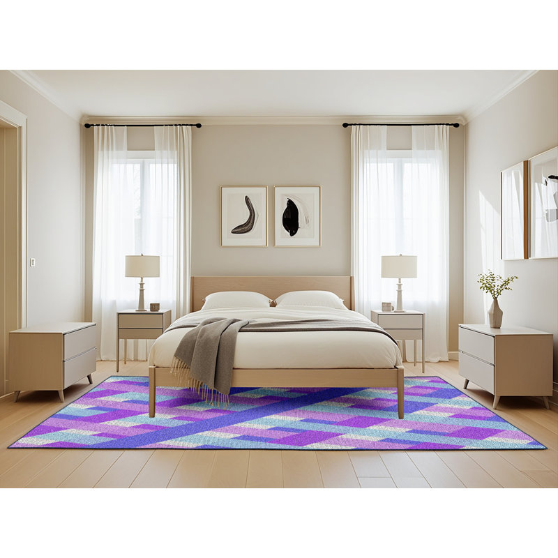 Tapis mauve à motif géométrique Klima, Rectangle 5 pi x 8 pi