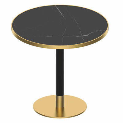 Table bistro tulipe moderne de style Mid-Century avec plateau en faux marbre et structure en métal robuste, mobilier de salle à manger facile à assembler