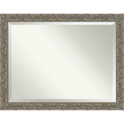 Attic Aged Beveled Wood Framed Wall Mirror