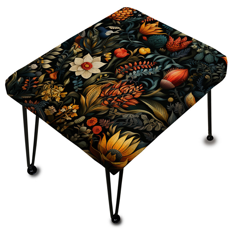 Fleurs éclectiques couleur foncée Extravaganza - Repose-pieds rectangulaire éclectique