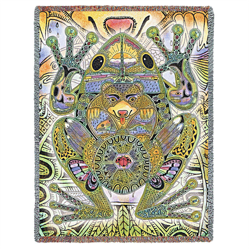 Pure Country Weavers Frog Blanket - Animal Spirits Totem by Sue Coccia - Gift Tapestry Throw Woven from Cotton - Made in The USA (72x54)