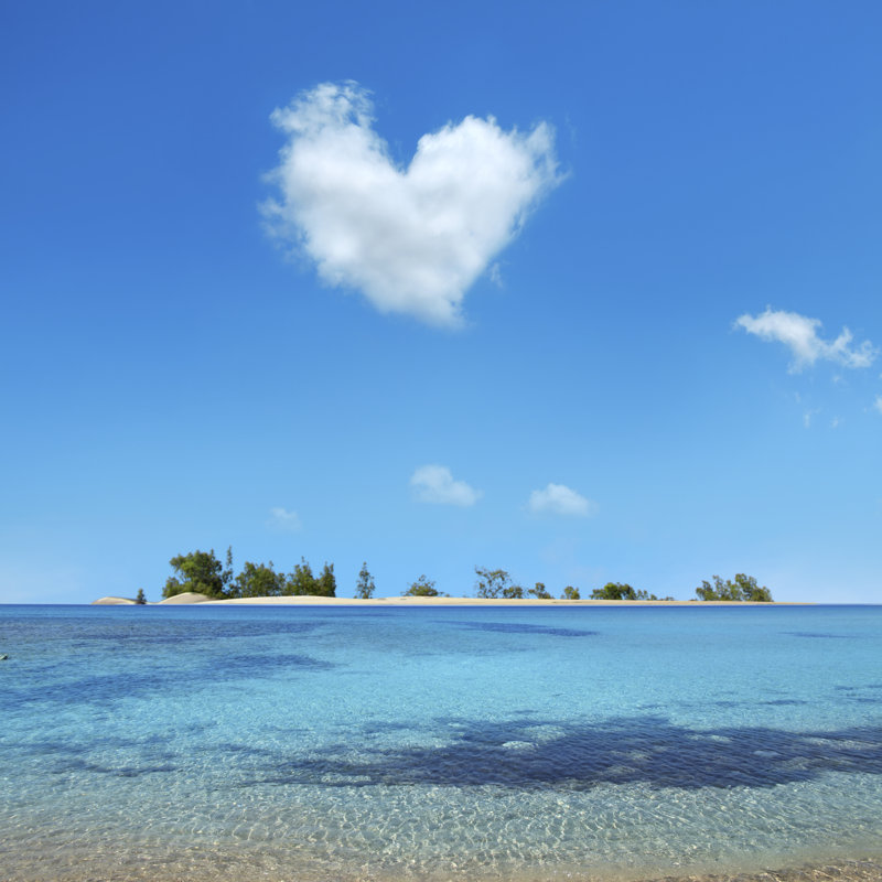 Small Island Over Heart Shaped Cloud by Imagedepotpro - Wrapped Canvas Print, 51cm H x 51cm W x 3.8cm D