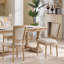 Ensemble de 2 chaises de salle à manger rembourrées, en lin de coton de style français et chaises d'appoint en bois massif pour le salon, la cuisine, le restaurant, beige