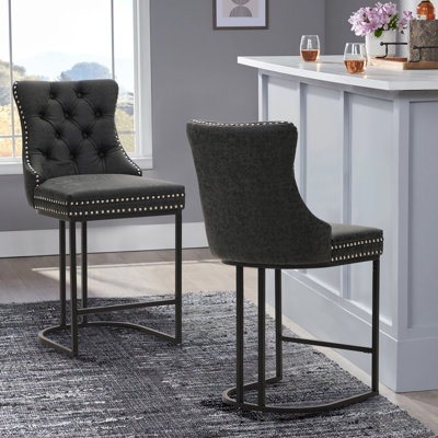 Dimattia Upholstered Counter Stool with Metal Frame