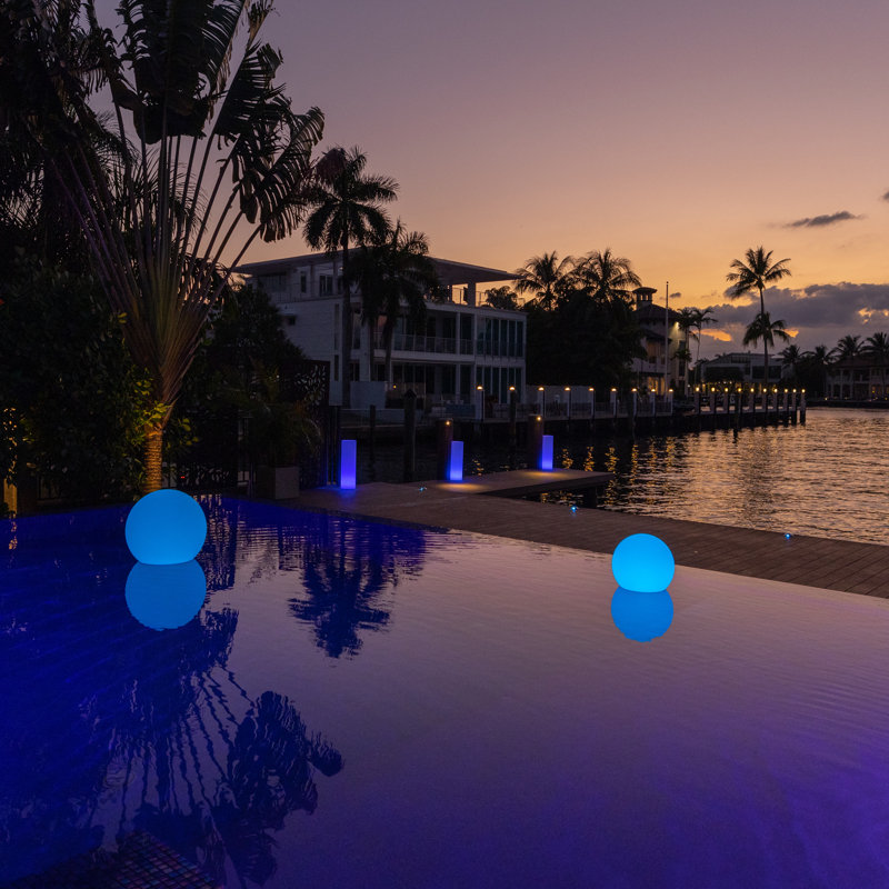 Battery Powered Integrated LED Color Changing Outdoor Floating Light, 10" Height