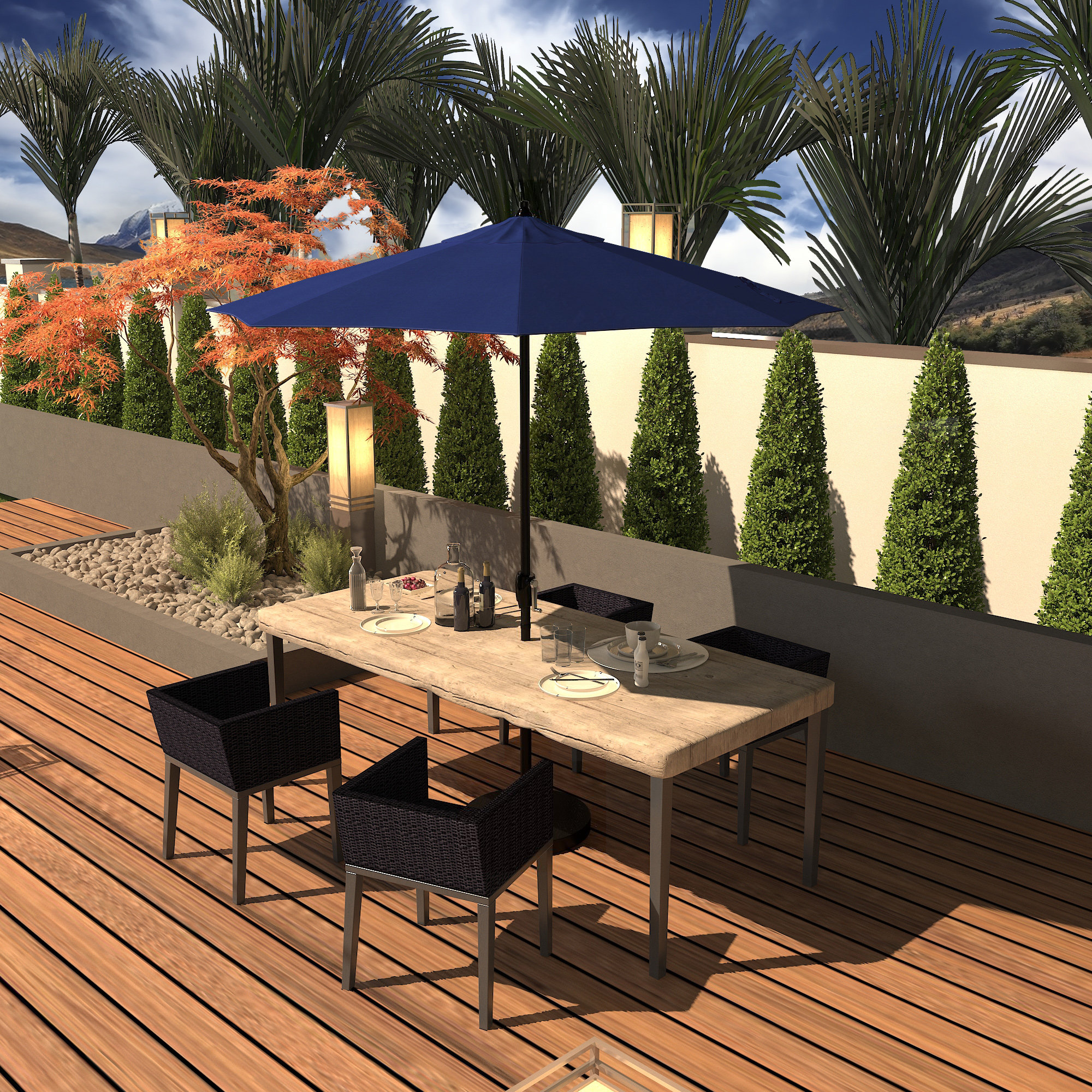 Marilee 86.3'' Sunbrella® Outdoor Umbrella, Canvas Trueblue Sunbrella® Canvas