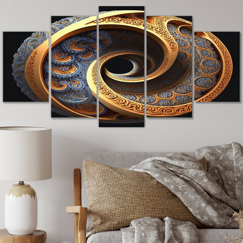 Circulaire Infinitiy Lemniscate en couleurs rétro III - impression d'art moderne géométrique murale - 5 panneaux