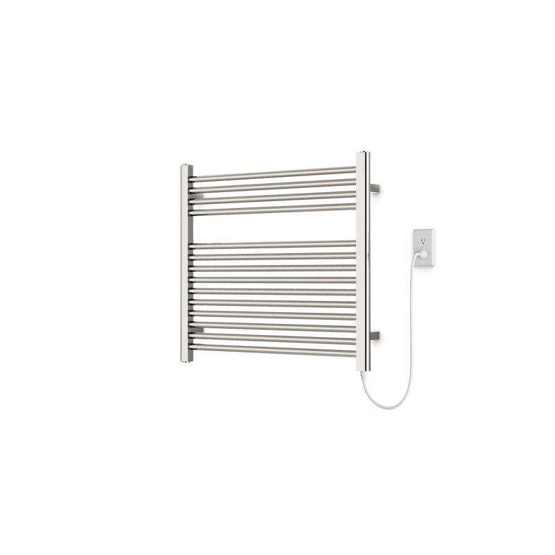 Denby Wall Mount Electric Towel Warmer, Polished Nickel, 27" H x 29.5" W x 5.19" D