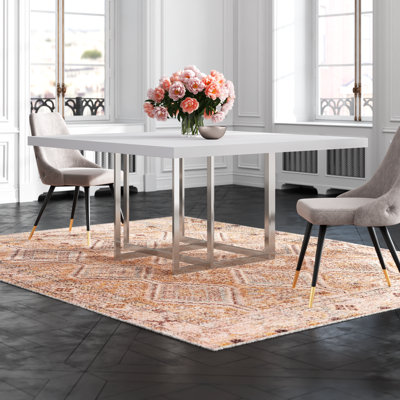 Newcomb Glass Top Metal Base Dining Table