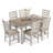 Mereworth 7 Piece Dining Table Set | Rectangular Wood Top and 6 Ladder-Back Chairs | Dual Tone Weathered White Brown-935137875-931307553