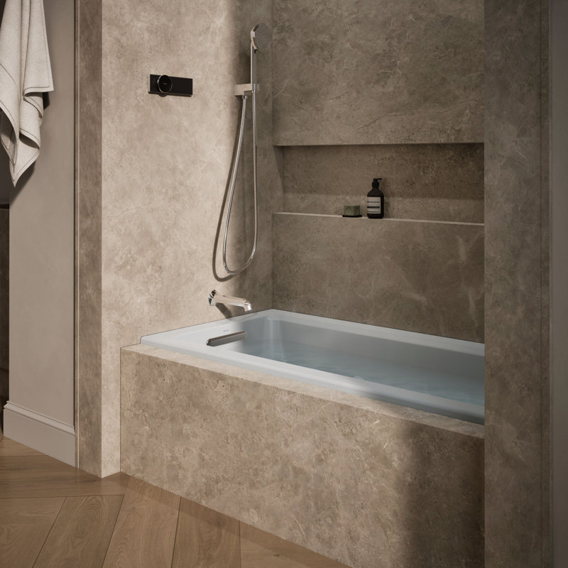 Archer® 60" x 30" Drop-in Whirlpool Bathtub, Ice Gray, Right
