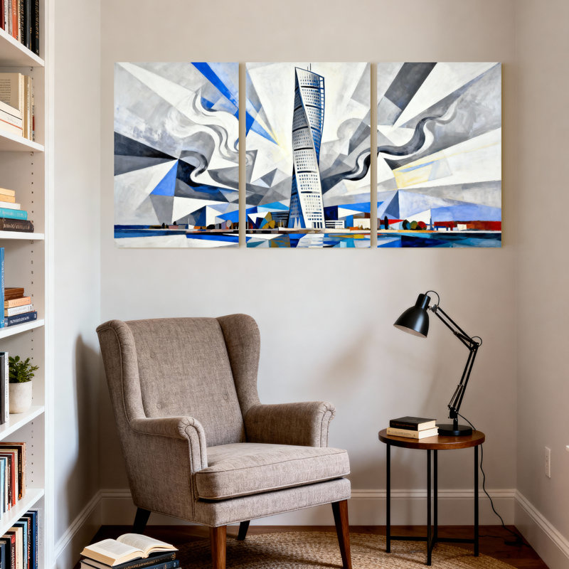 Ensemble de 3 reproductions d'art mural sur toile avec villes et pays, H 30 po x l 60 po