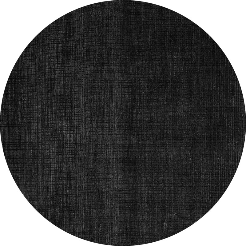 Tapis blanc / noir en laine et polyester tissé à la machine Merdan, Rond 6 pi