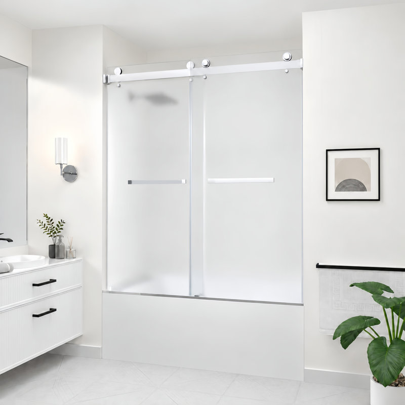 Porte de douche coulissante double sans cadre CatalystAE 56 po - 60 po L x 66 po H avec verre dépoli de 3/8 po (10 mm)