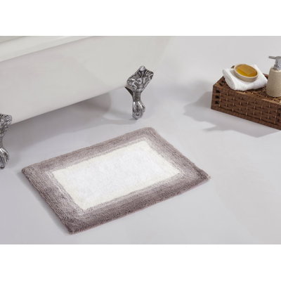 Tapis de bain touffeté 100% coton Orme avec envers antidérapant, lavable à la machine, tapis de bain ultra doux et absorbant pour la douche, la baignoire, le lavabo et le meuble-lavabo, rectangle 17 po x 24 po, beige