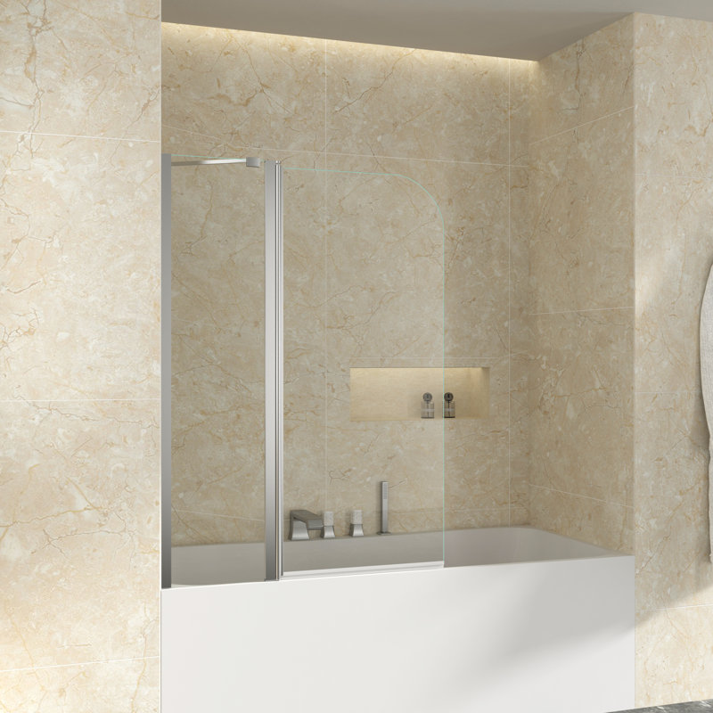 Jraty 39.3'' W x 55'' H Door Frameless Tub Door , Silver