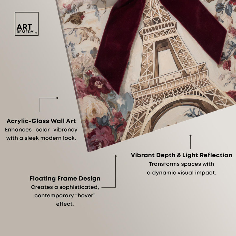 Délicate Tour Eiffel, reproduction d'art sur acrylique par Art Remedy, H 15 po x l 10 po