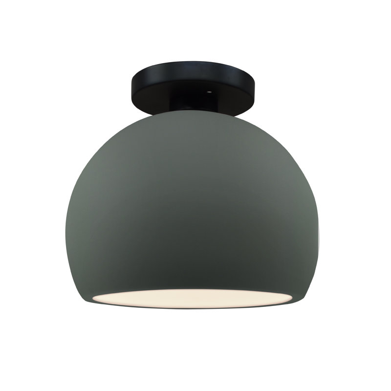 Plafonnier semi-encastré Radiance, H 7 po x l 7 po x P 7 po, Vert étain / nickel brossé, Noir mat