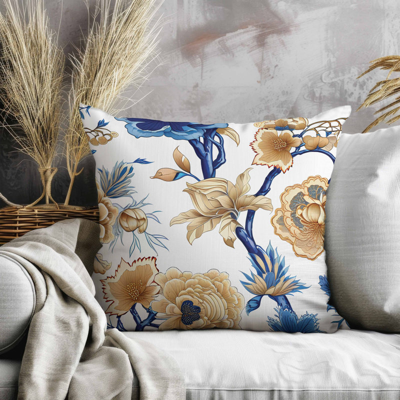 Coussin en faux suède Vintage Bloom, Carré 16 po