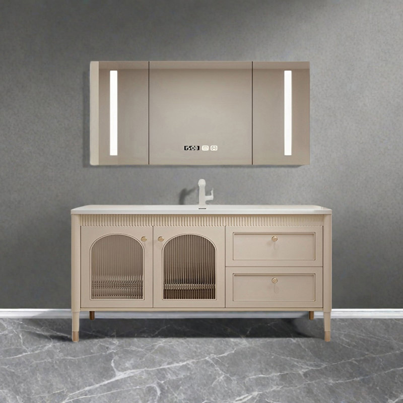 Simple modern floor-to-ceiling bathroom cabinet, 59"