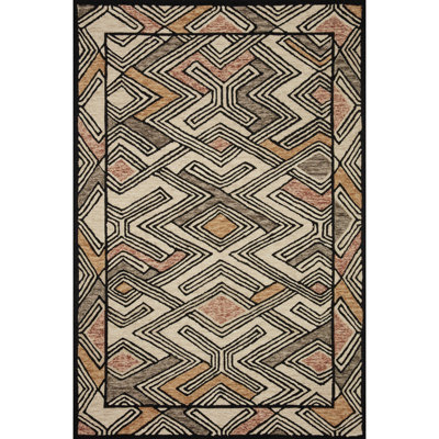 Tapis ivoire / brun / noir en laine touffeté à la main Bronwood