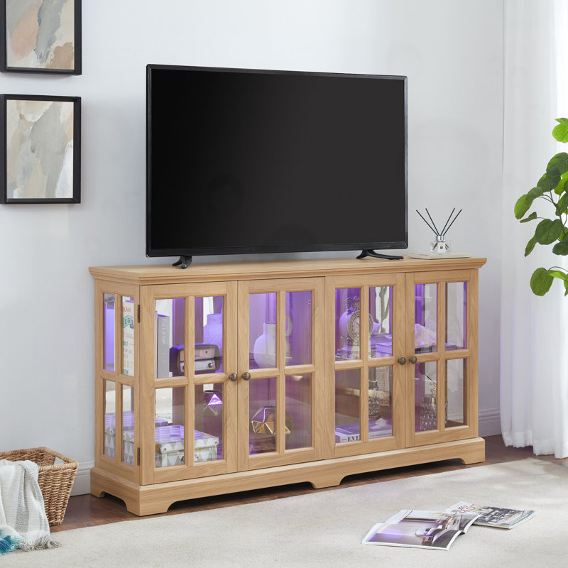 Vitrine 4 lumières DEL avec tablettes réglables, Naturel