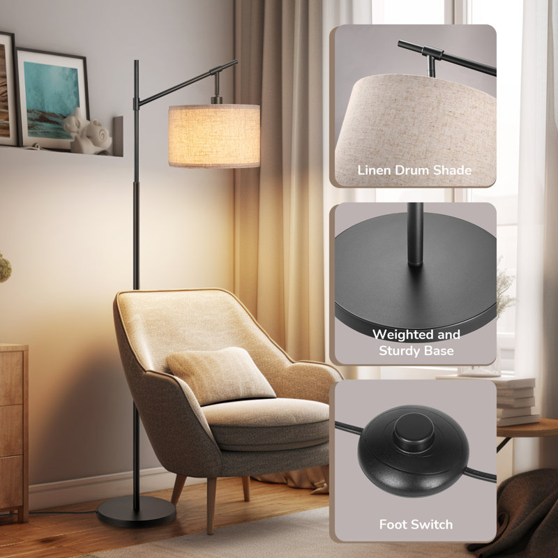 Banty 63.8'' Arched/Arc Floor Lamp, Black