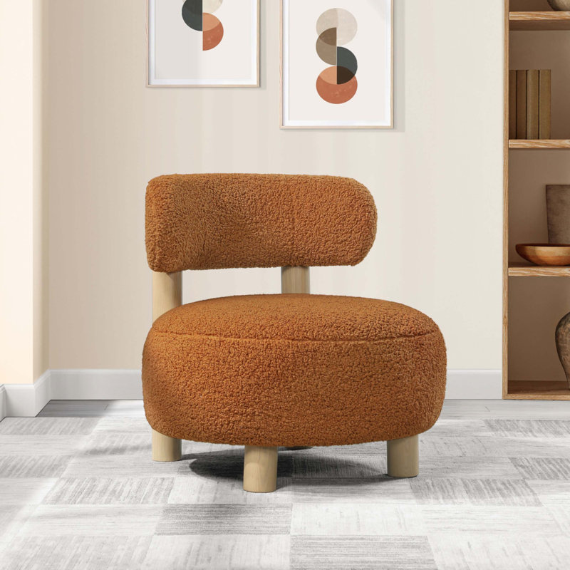 Fauteuil d'appoint rembourré à dossier demi-tonneau, Orange