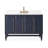 Tennant Brand 48 Inch Modern Freestanding Navy Blue Bertone Bathroom Vanity, Single Sink, White Quartz Top, Fully Assembled