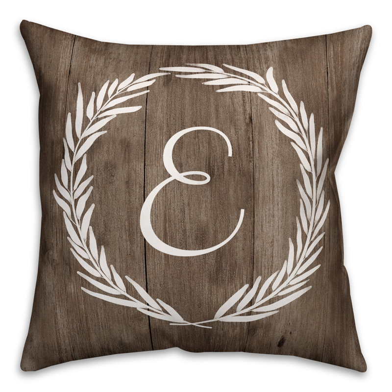  Wreath Initial Throw Pillow, E