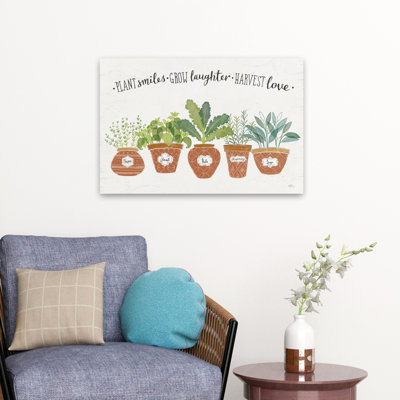 Fine Herbs I Terra Cotta - Basil Cooking Cursive Garden Art