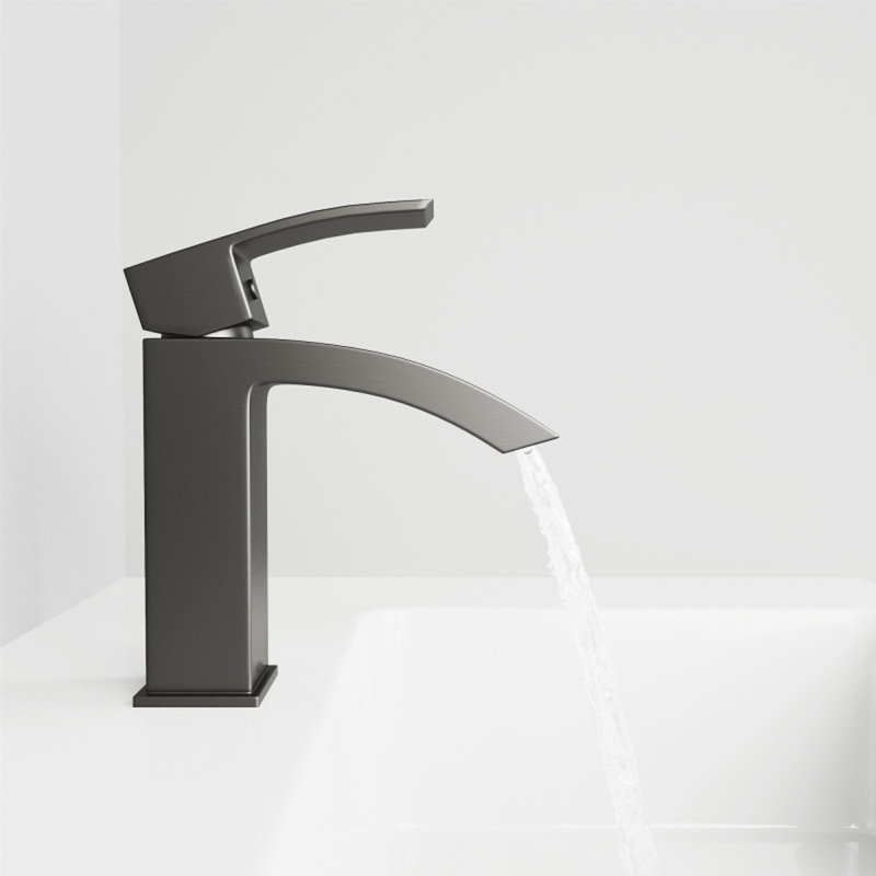 Robinet moderne pour lavabo de salle de bain à un seul trou Urbana, Noir graphite