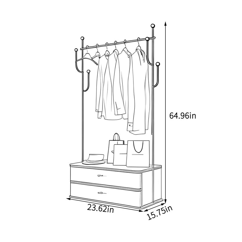 Armoire en acier inoxydable avec crochets, Noir, noir, noir, noir