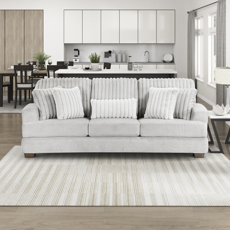 Soliz 95.5" Track Arms Textured Microfiber Sofa