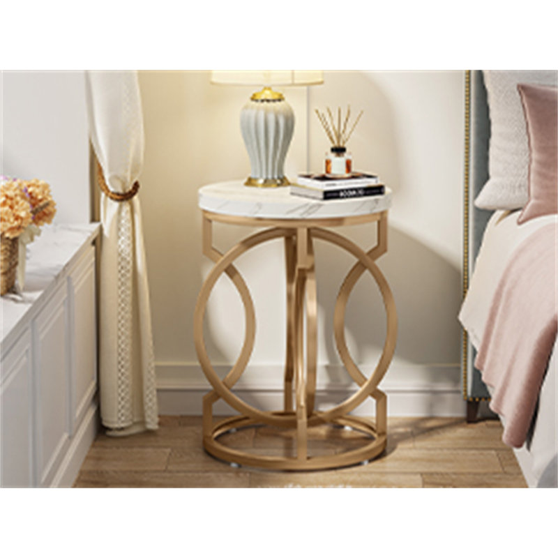 Table de bout ronde 20 po avec plateau en faux marbre