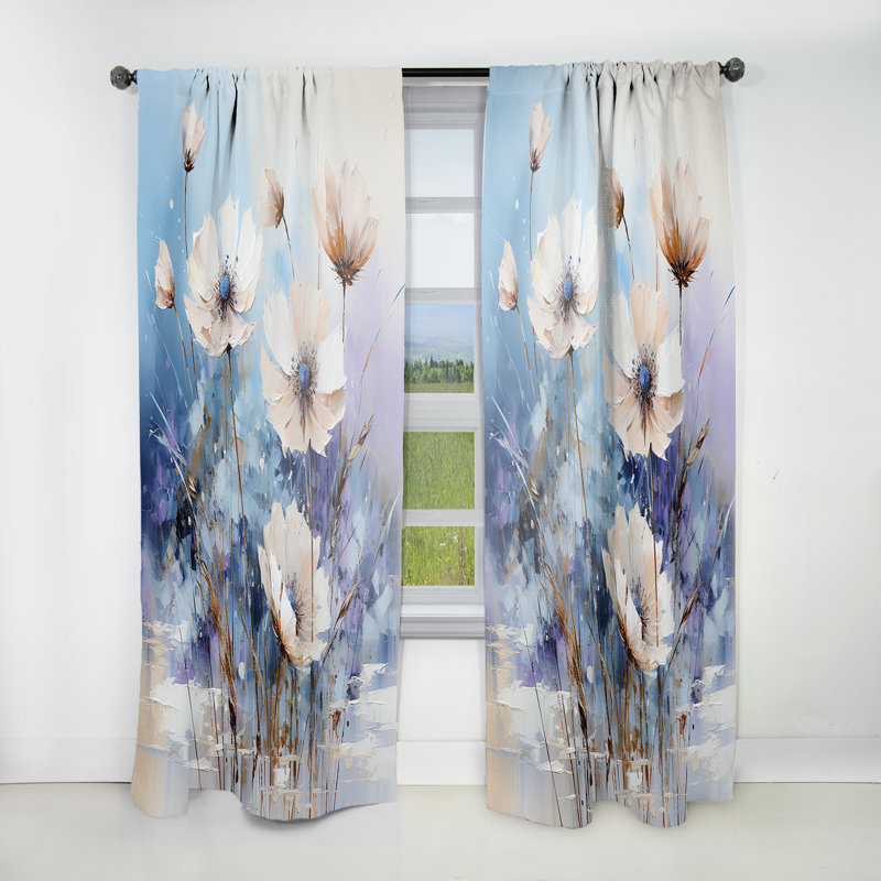 Jaylyn - Rideau cornflowers - Rideau floral obscurcissant - 1 panneau, L 52 po x L 95 po