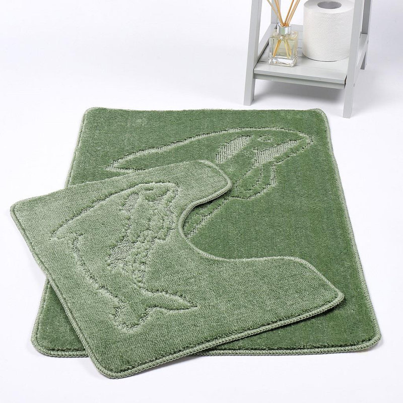 Madeline Non-Slip Non-slip Bath Mat And Pedestal Mat, Sage