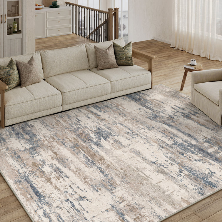Sarah Modern Abstract Machine Washable Area Rug with Non-Slip Backing