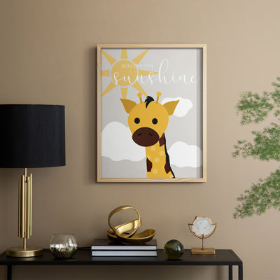 Sunshine Giraffe, reproduction encadrée - bois massif